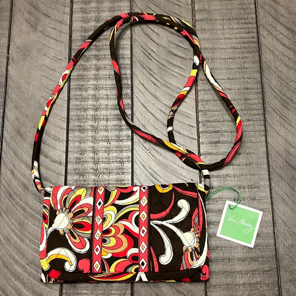 Vera Bradley NWT RETIRED Puccini Trifold Wallet Crossbody W/removable strap